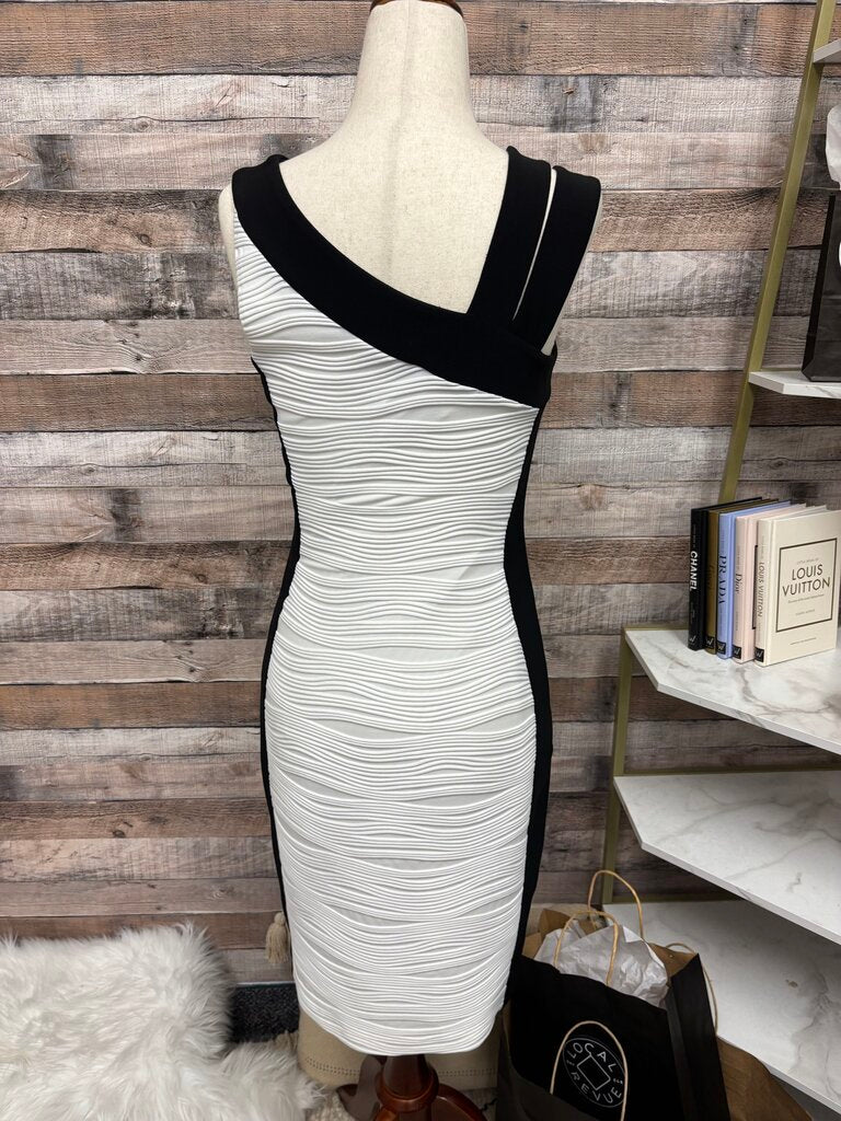 Hartly Black & White Color Block Spandex Dress