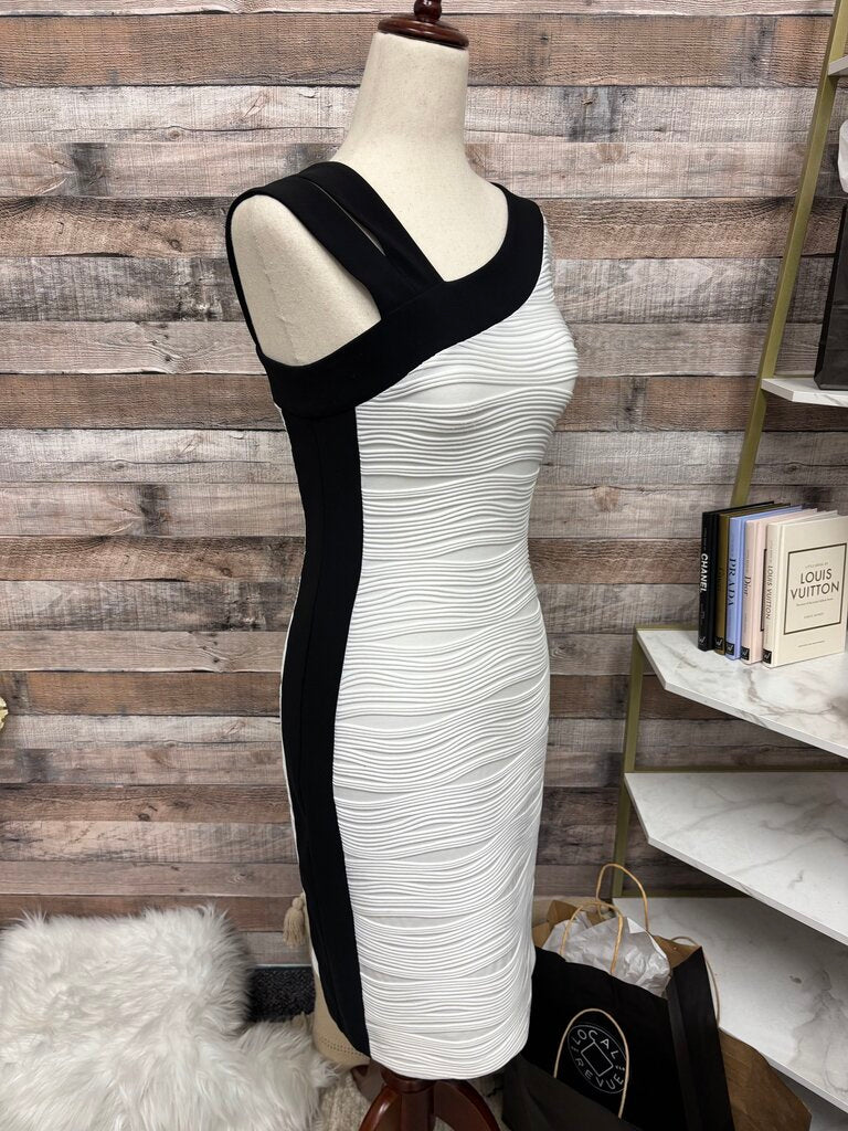 Hartly Black & White Color Block Spandex Dress
