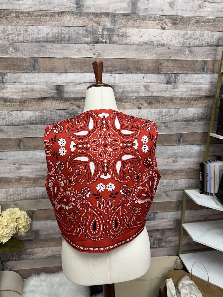 COMMENSE Red Bandanna Print Vest Top