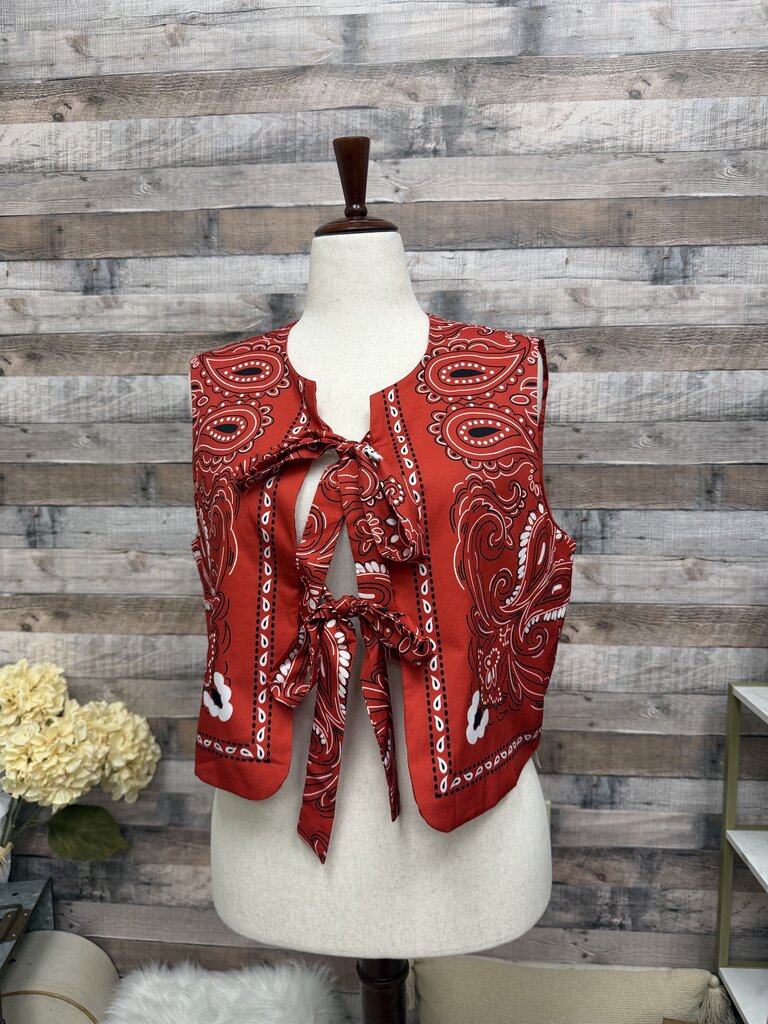 COMMENSE Red Bandanna Print Vest Top