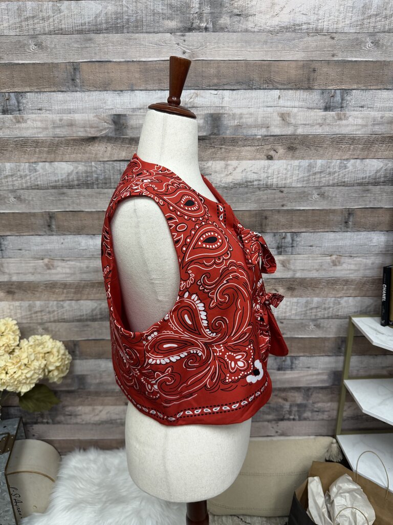 COMMENSE Red Bandanna Print Vest Top