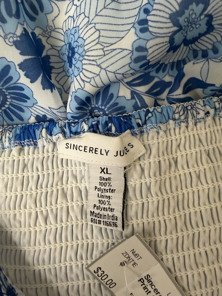 Sincerely Jules Blue Floral Print Smocked Dress