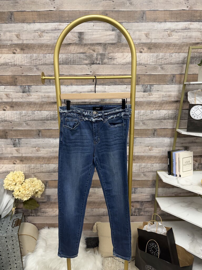 Vervet Blue Distressed Ankle Skinny Style Jeans