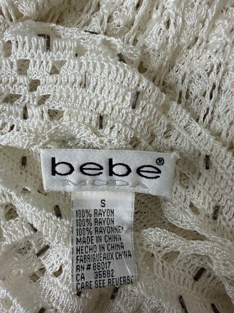 Bebe White Crochet Knit Maxi Dress