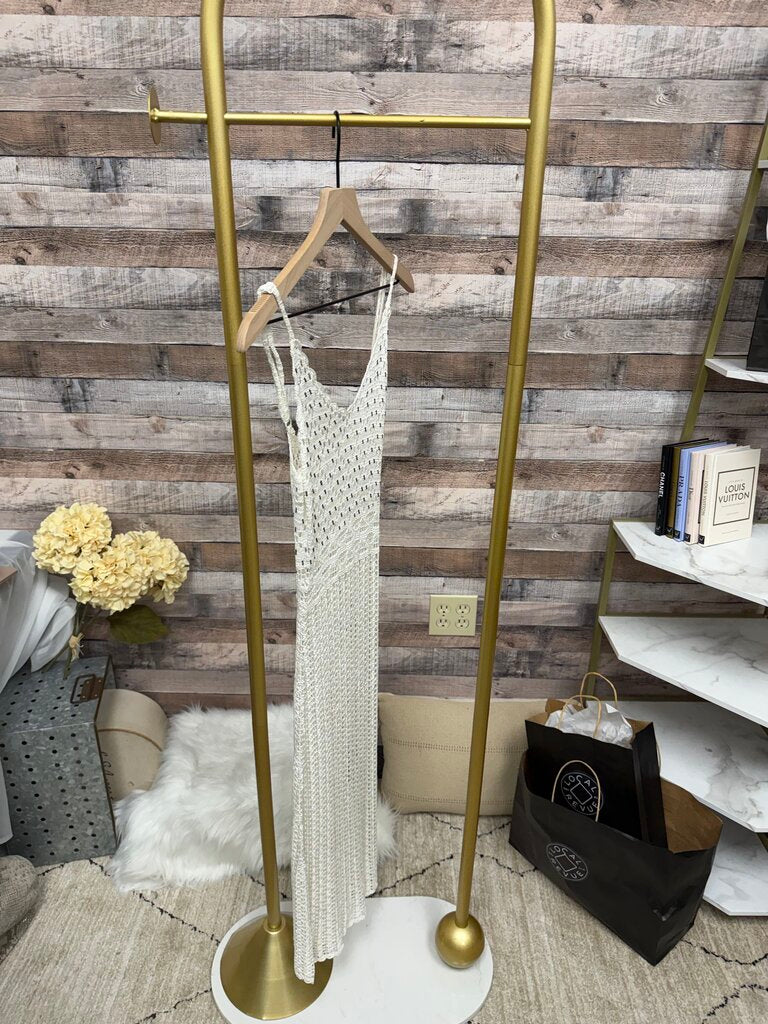 Bebe White Crochet Knit Maxi Dress
