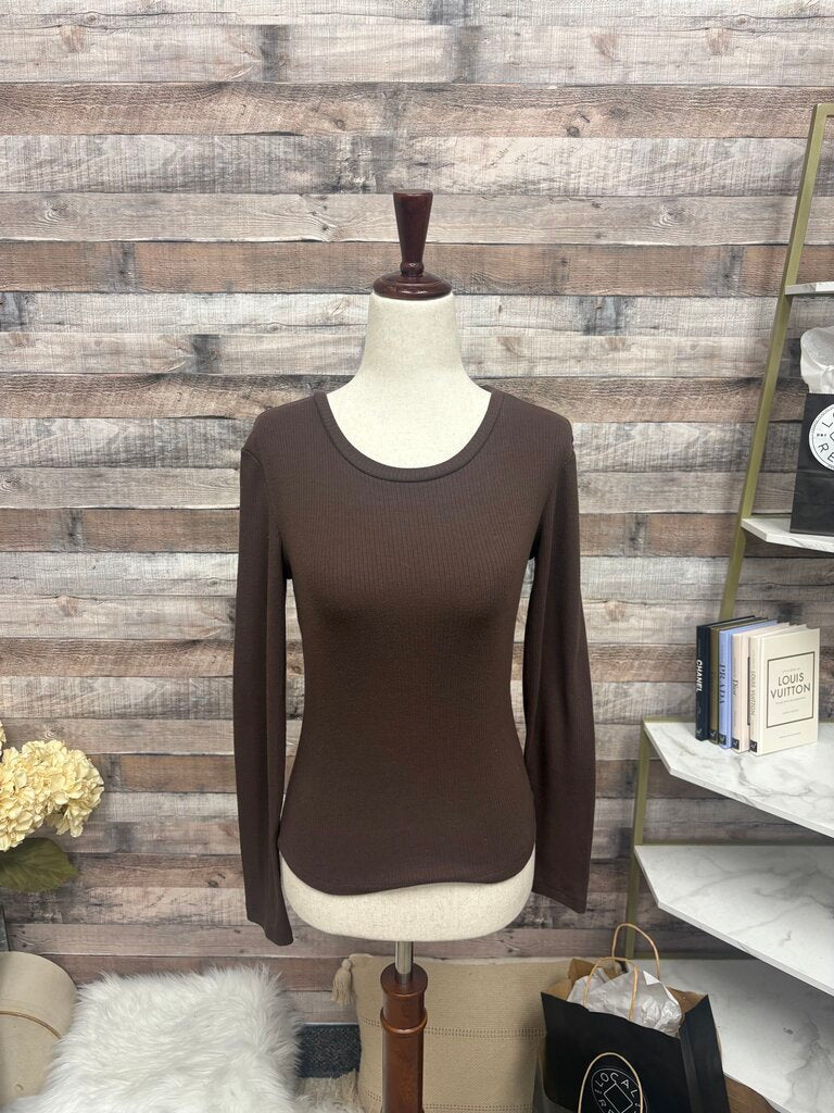 Sincerely Jules Brown Ribbed Long Sleeve Top