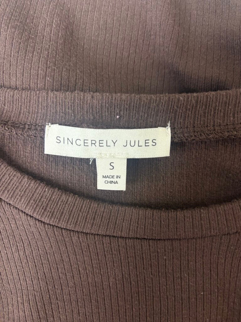 Sincerely Jules Brown Ribbed Long Sleeve Top