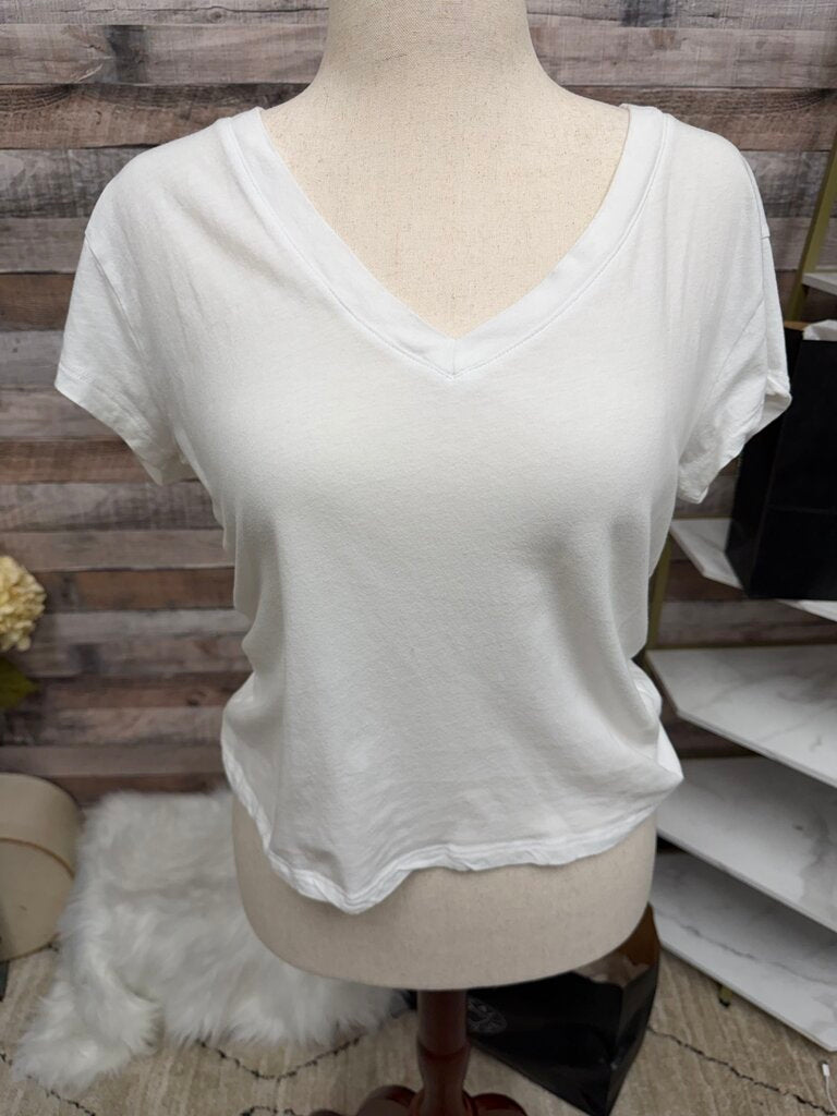 Z Supply White Cropped V Neck T-Shirt