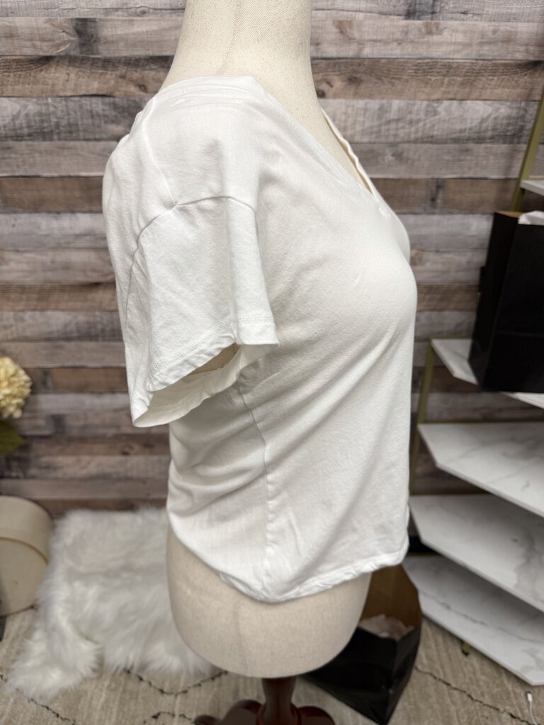 Z Supply White Cropped V Neck T-Shirt