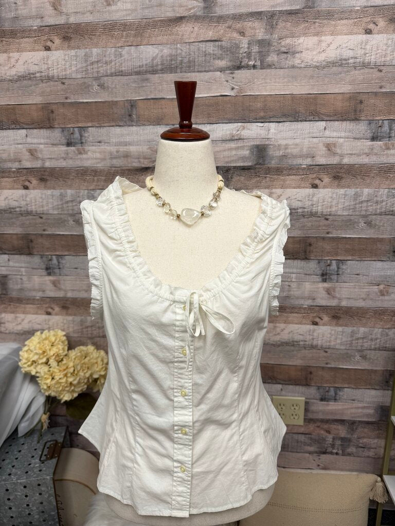 NWT The Great White Ruffle Collared Blouse