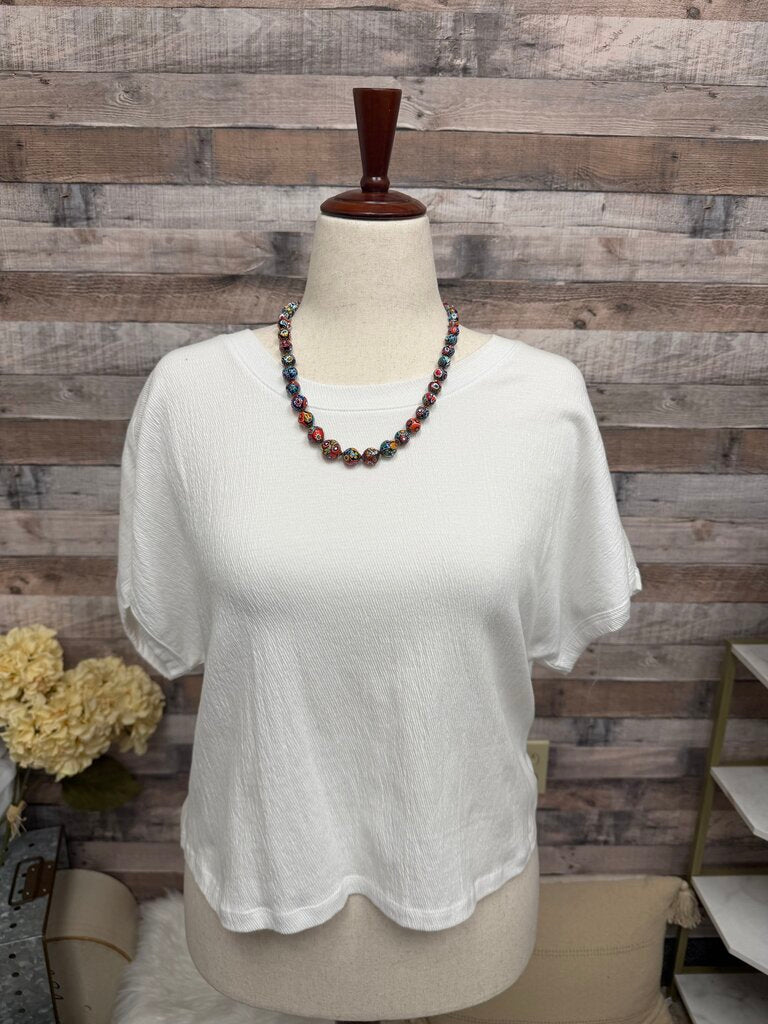 Z Supply White Scoop Neck Cropped T-Shirt