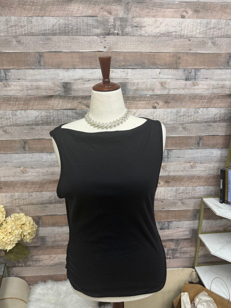 Michael Stars Black Scoop Neck Ribbed Tank Top