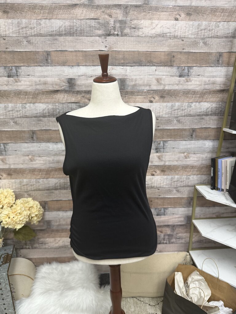 Michael Stars Black Scoop Neck Ribbed Tank Top