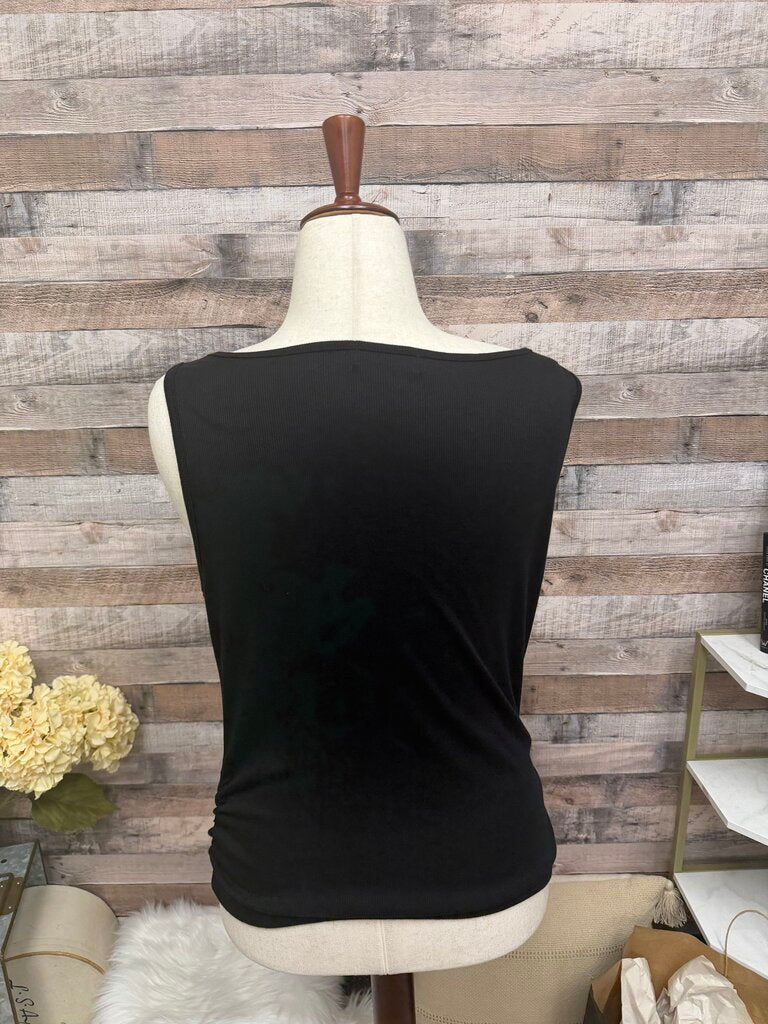 Michael Stars Black Scoop Neck Ribbed Tank Top
