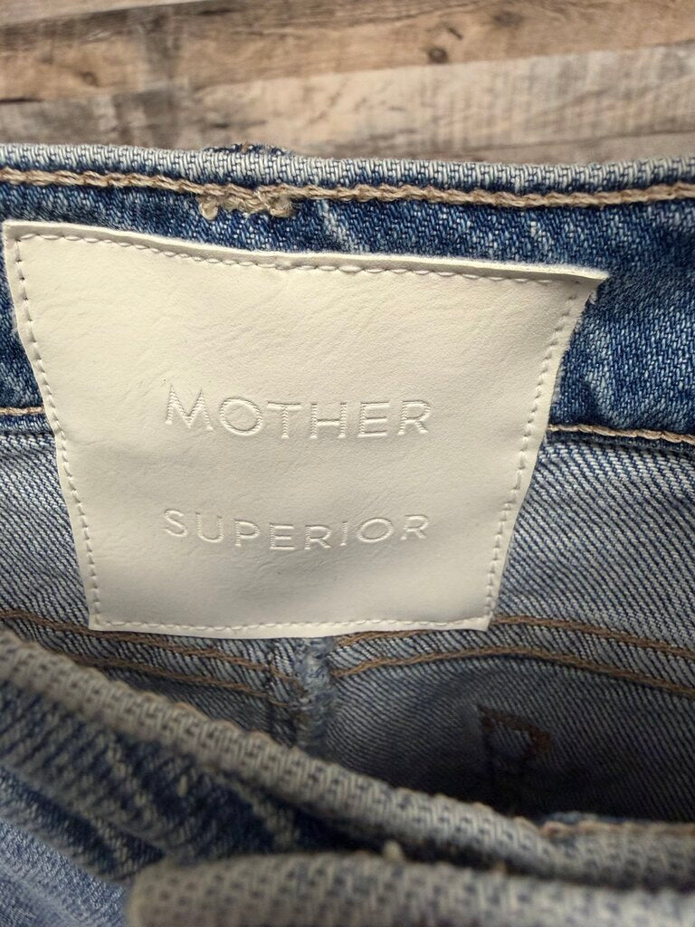 Mother Superior Light Wash Denim Midi Skirt