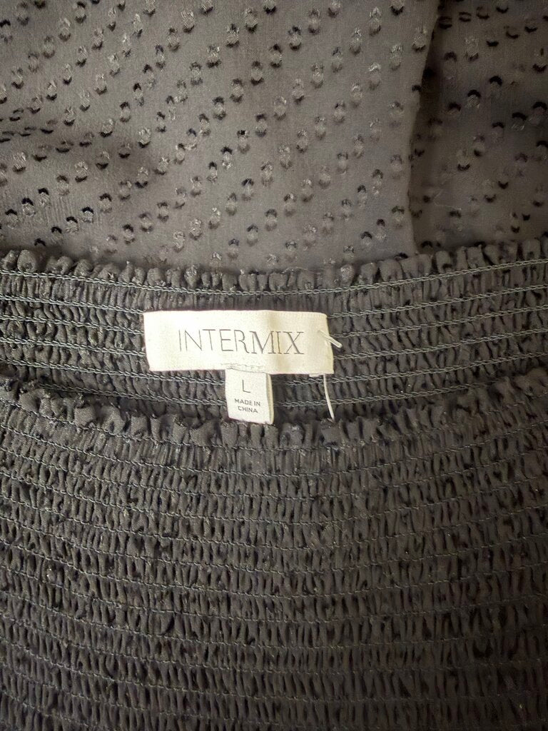 InterMix Black Smocked Ruffled Mini Skirt
