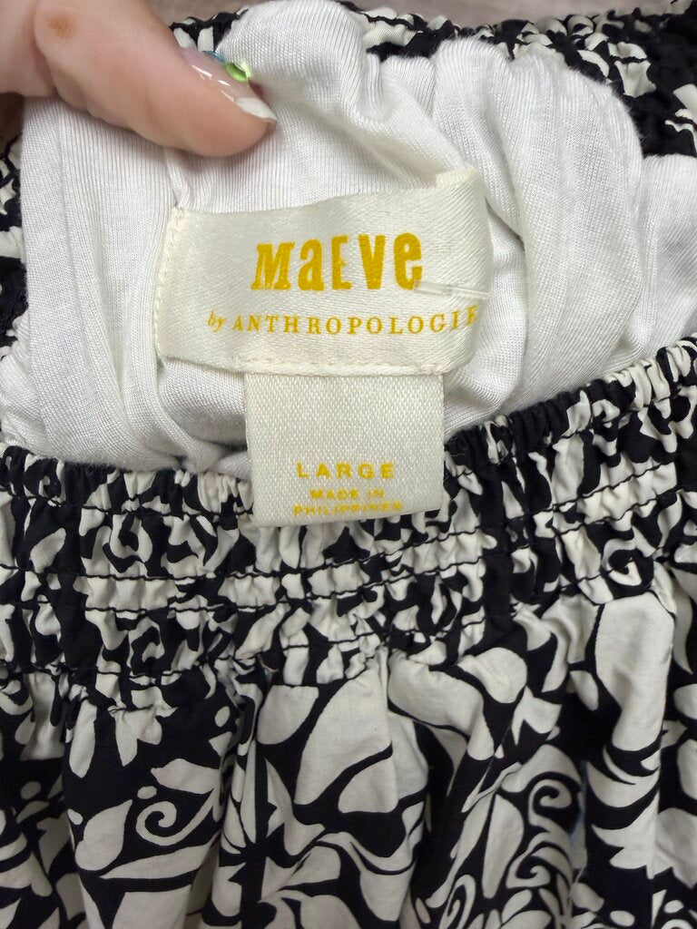 NWT Maeve by Anthropologie Black & White Floral Two Piece Set