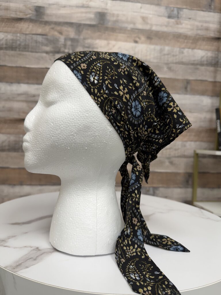 Black Floral Paisley Print Head Scarf No Brand Black N/S women ACCESSORIES