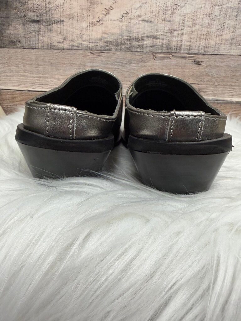 Free People Silver Wedge Mules
