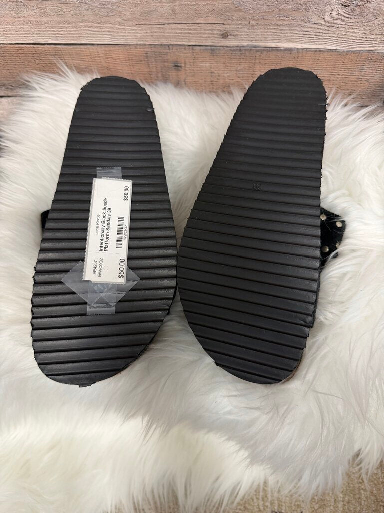 Intentionally Black Suede Platform Sandals