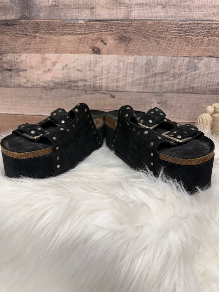 Intentionally Black Suede Platform Sandals