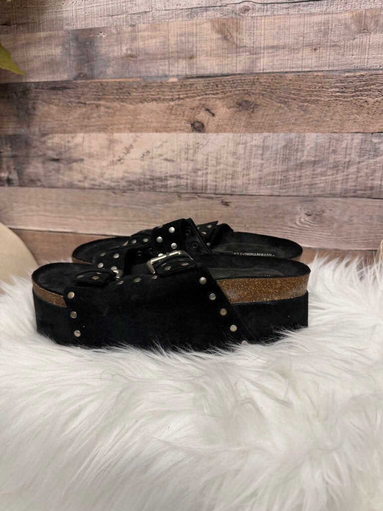 Intentionally Black Suede Platform Sandals