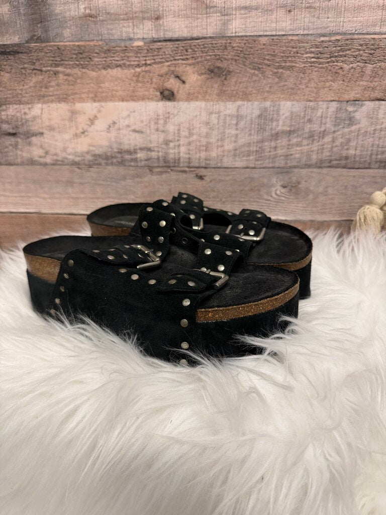 Intentionally Black Suede Platform Sandals