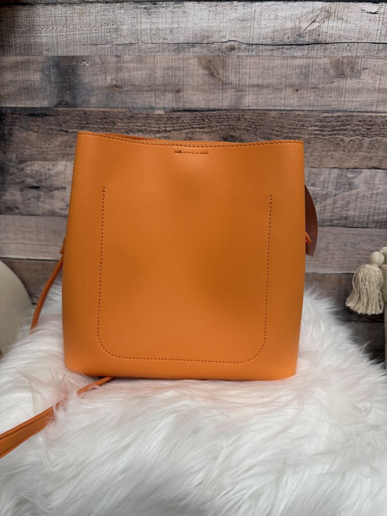 Nanette Lepore Orange Leather Bucket Bag