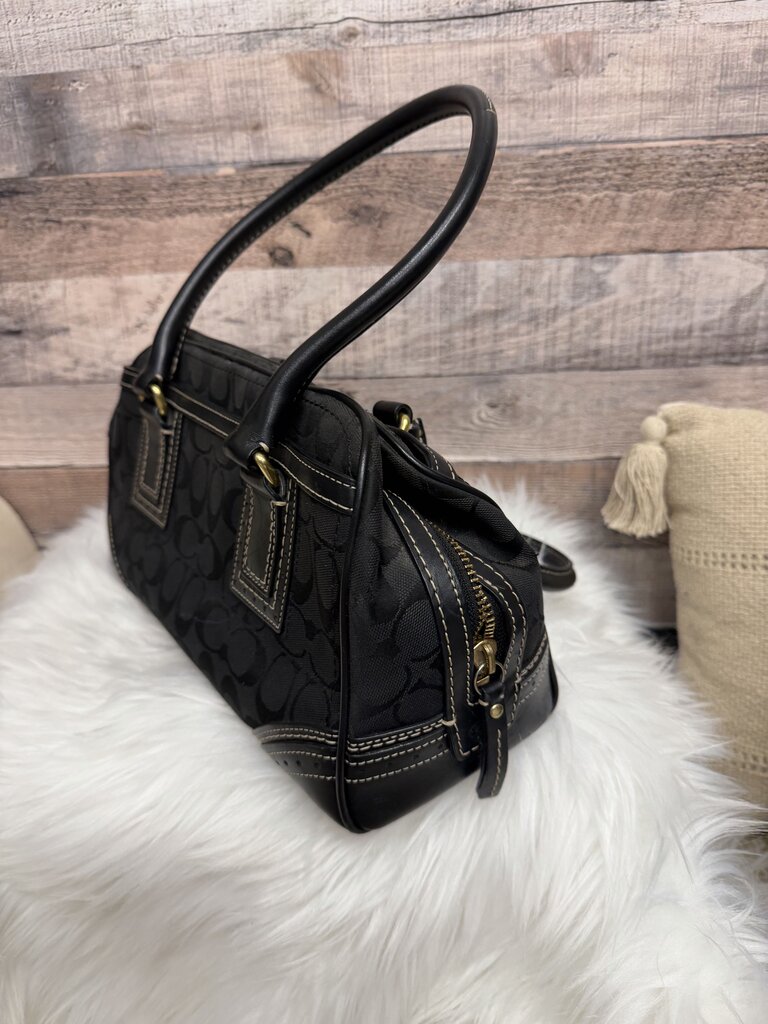 Coach Black On Graphite Signature Print Sachel