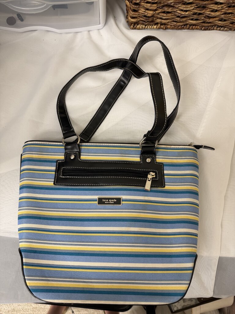 Kate Spade NY Multi Color Striped Canvas Tote Bag