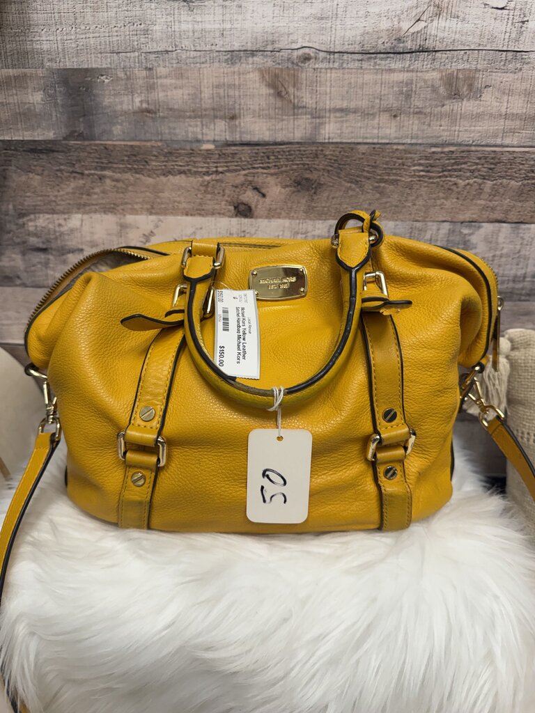 Michael Kors Yellow Leather Satchel Handbag Michael Kors Bedford Legacy