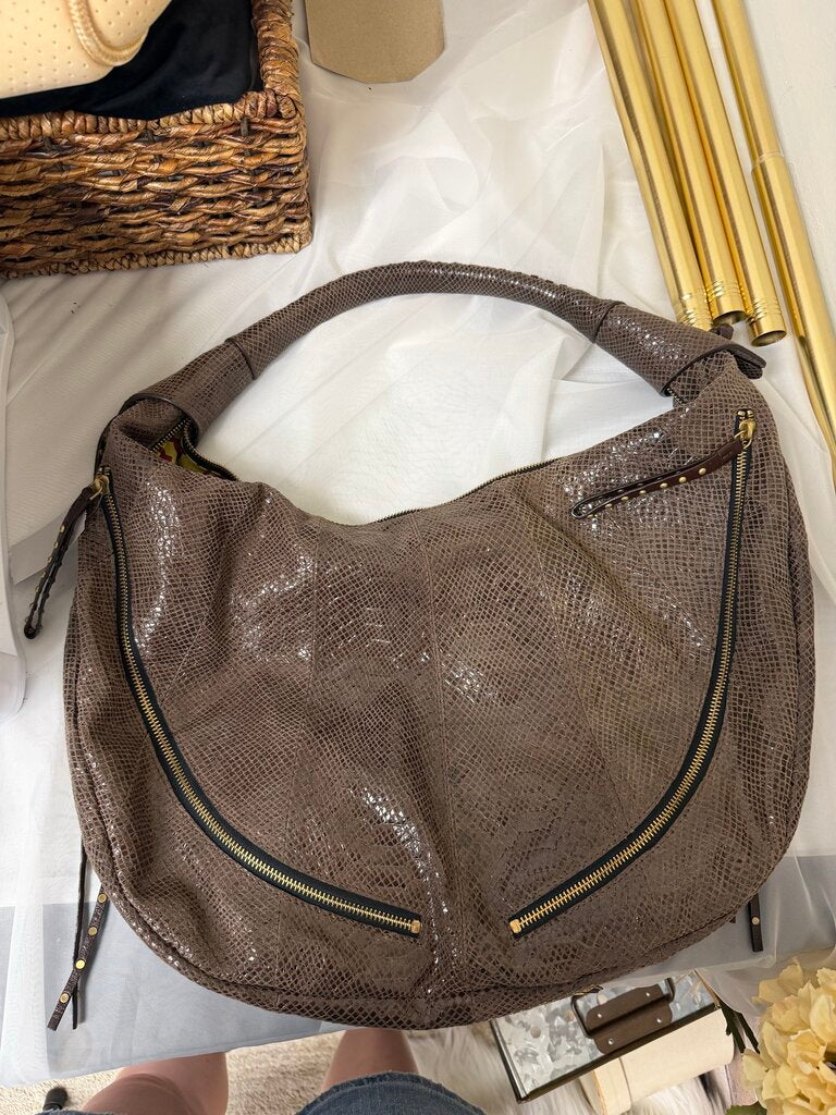 Dr Yannay Brown Snake Print Decorative Bag Decorative Hard Ware And Laced Handel