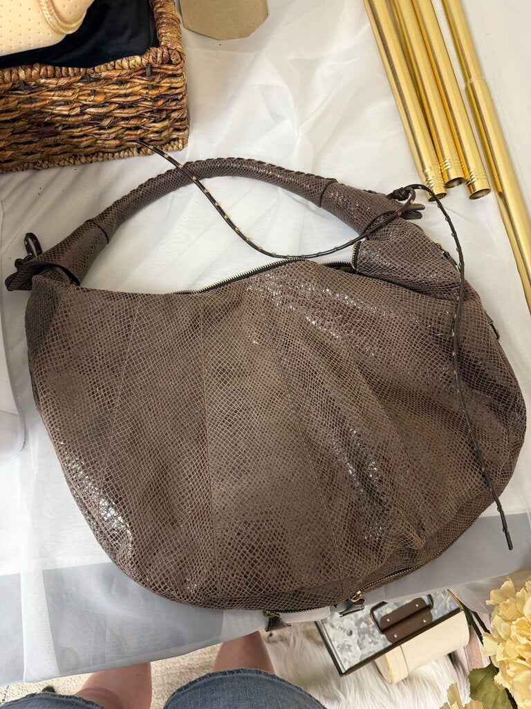 Dr Yannay Brown Snake Print Decorative Bag Decorative Hard Ware And Laced Handel