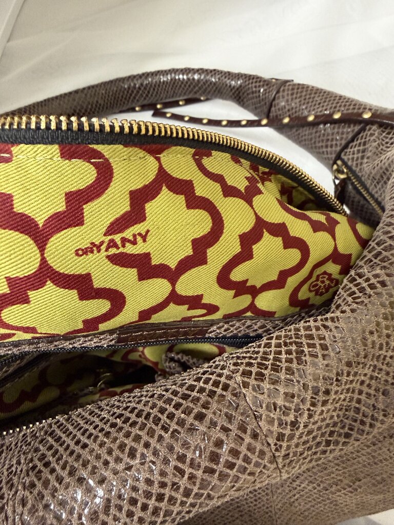 Dr Yannay Brown Snake Print Decorative Bag Decorative Hard Ware And Laced Handel