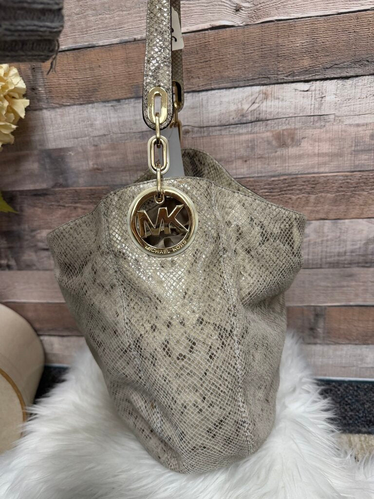 Michael Kors Python Embossed Leather Bag Cream Color Michael Kors Fulton