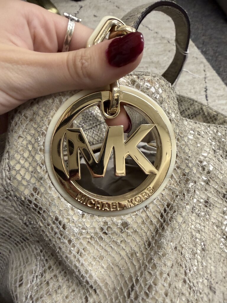Michael Kors Python Embossed Leather Bag Cream Color Michael Kors Fulton