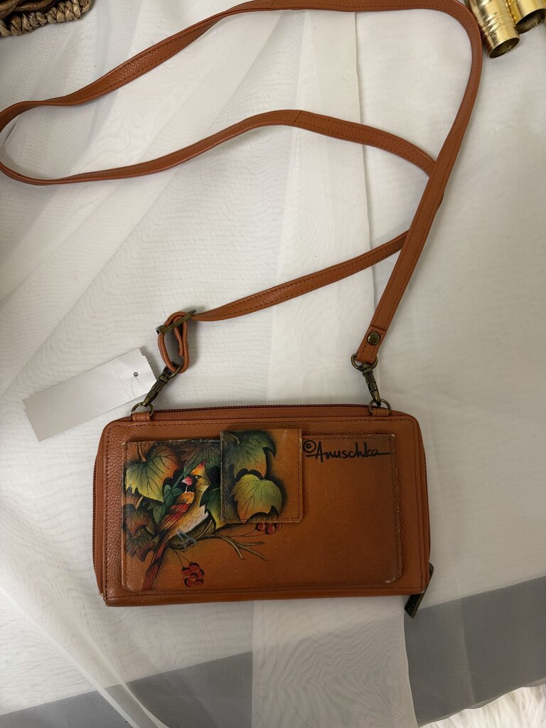Anuschka Floral Handpainted Leather Crossbody Bag