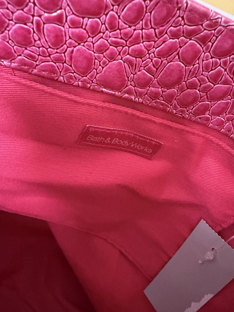 Bath & Body Works Pink Faux Crocodile Bag Embossed Print