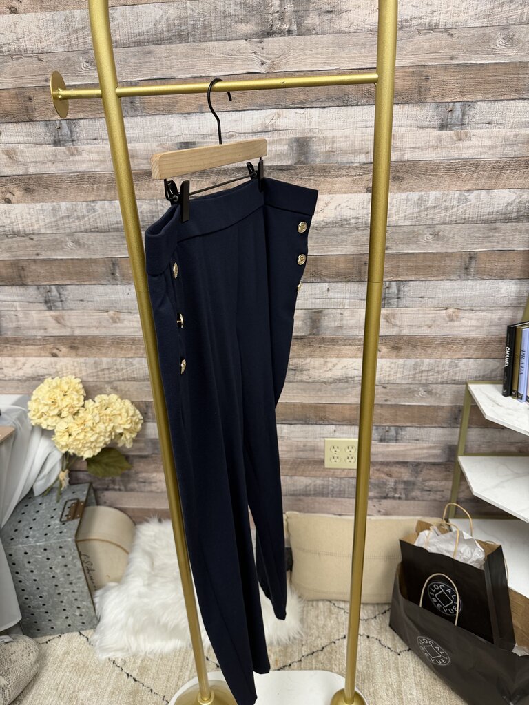 Jules & Leopold Navy Dress Pants With Gold Buttons