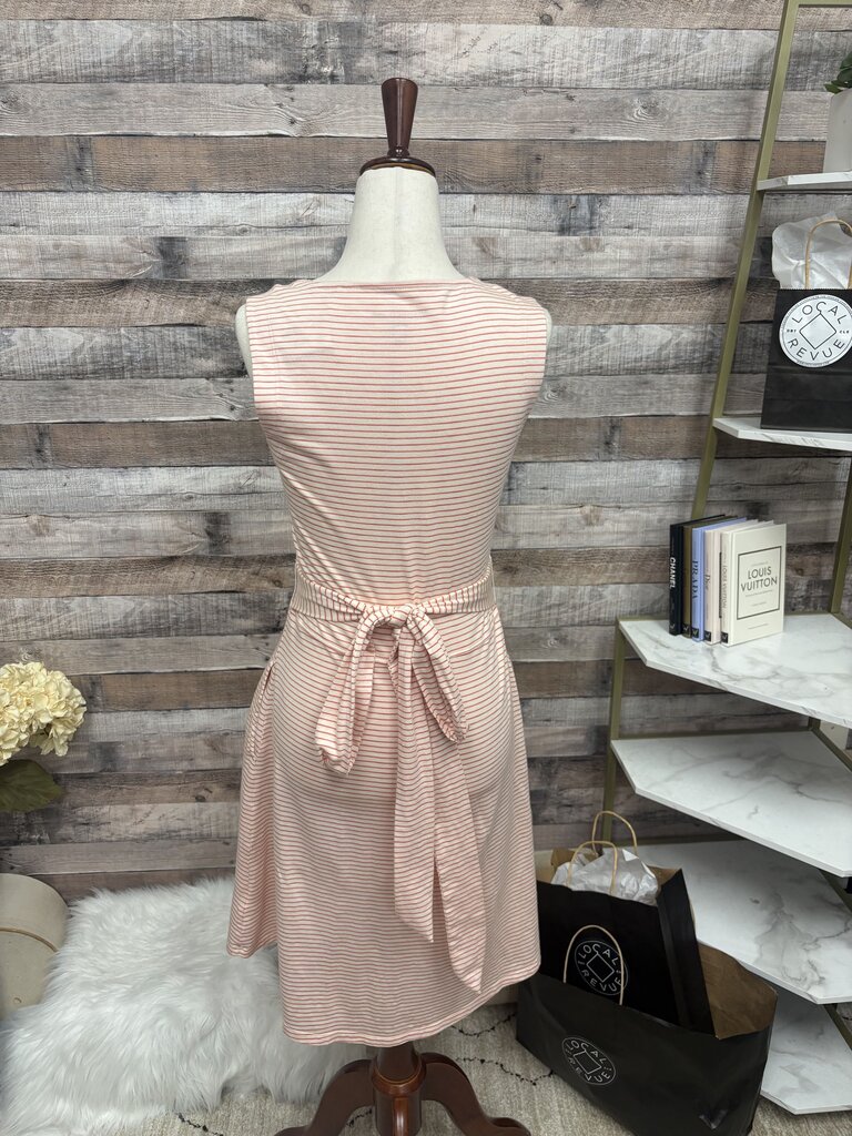 Toad & Co Ivory & Coral Stripe Sleeveless Belted