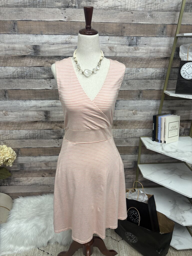 Toad & Co Ivory & Coral Stripe Sleeveless Belted