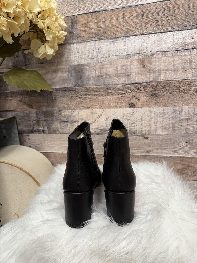 Christian Louboutin Black Leather Round Toe Bootie