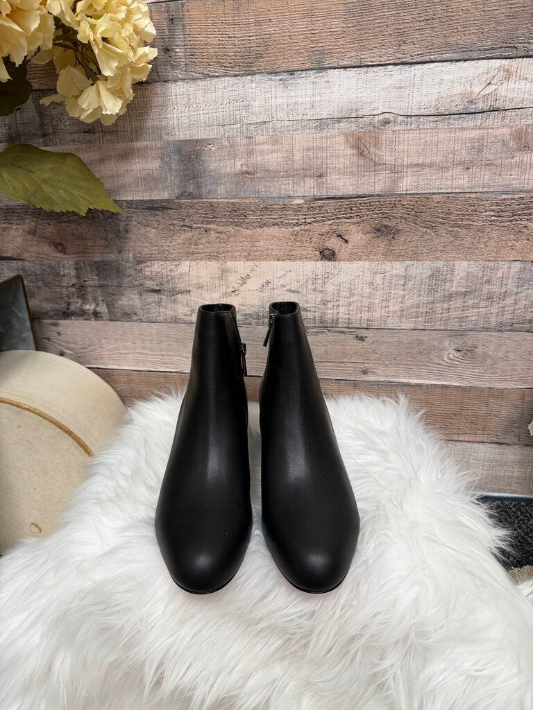 Christian Louboutin Black Leather Round Toe Bootie