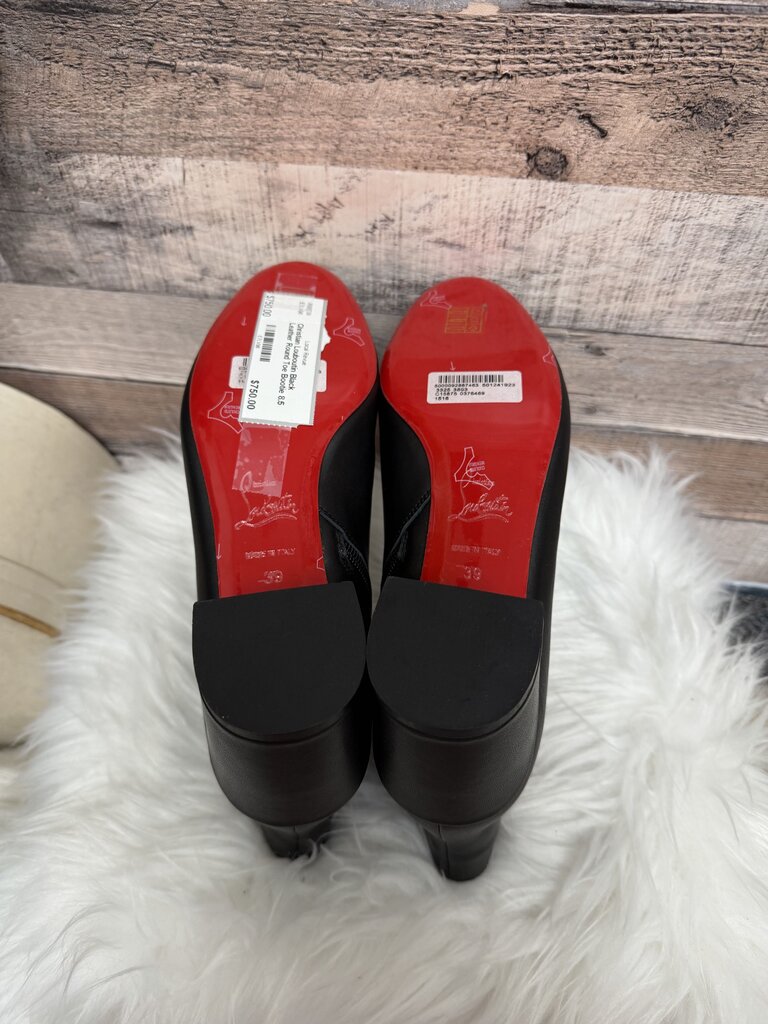 Christian Louboutin Black Leather Round Toe Bootie