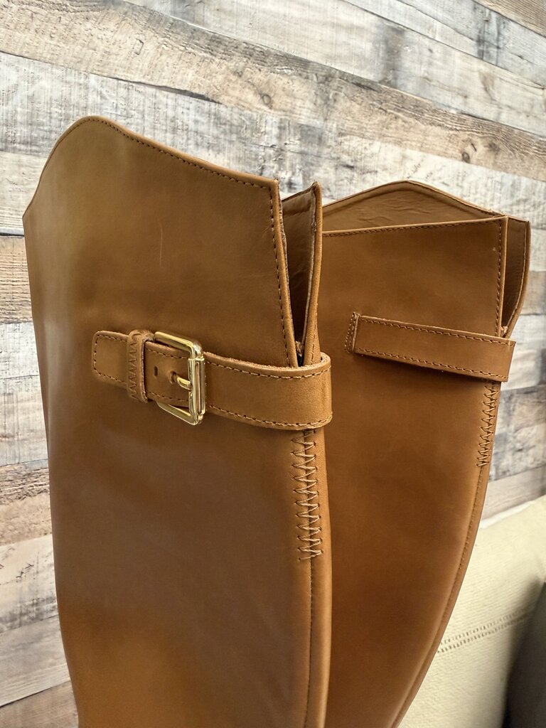 Franco Sarto Cognac Leather Lug Sole Knee High Boots
