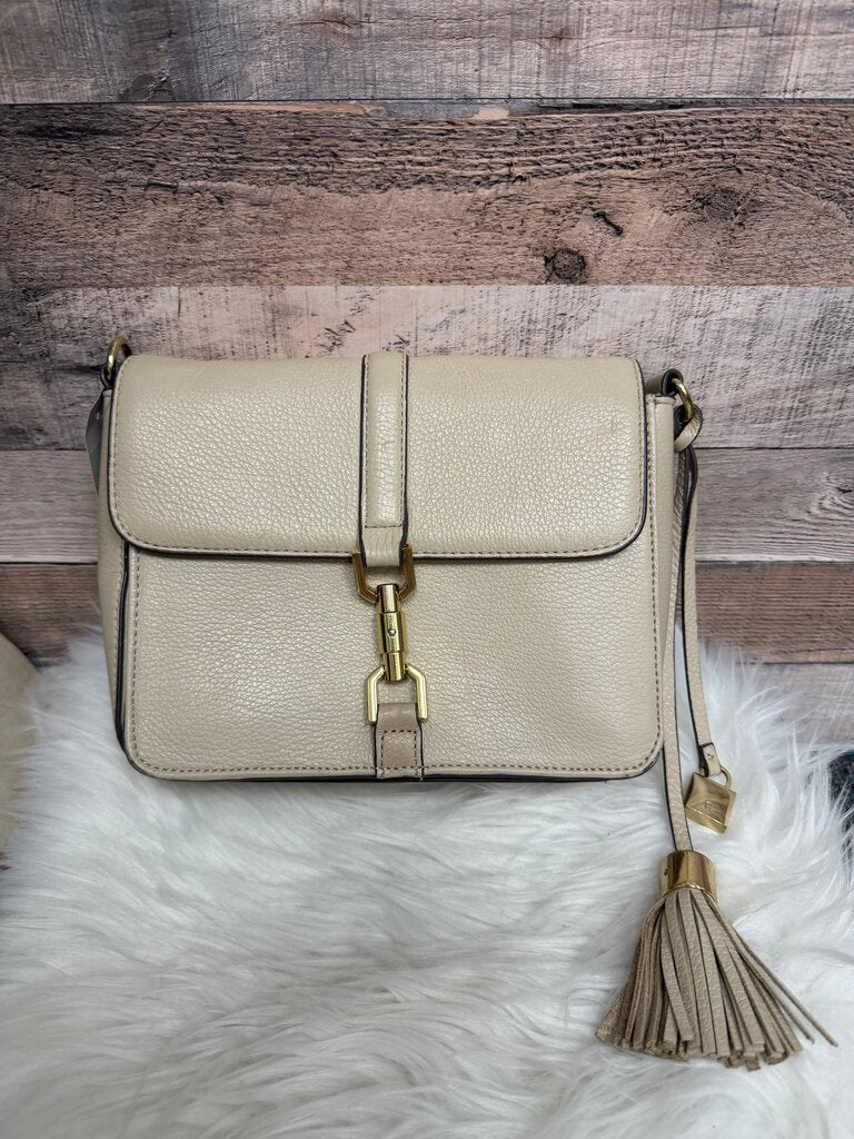 GILI Light Taupe Leather Crossbody Flap Closure