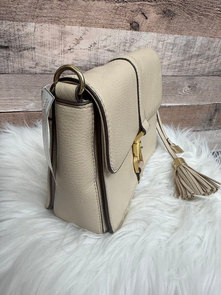 GILI Light Taupe Leather Crossbody Flap Closure