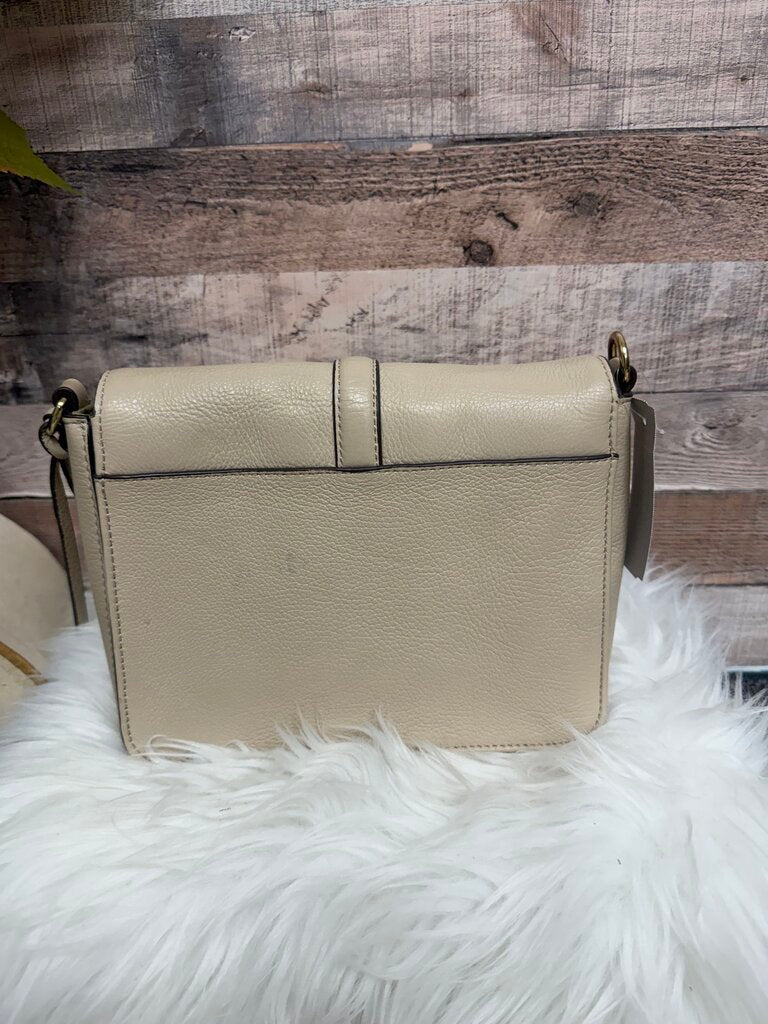 GILI Light Taupe Leather Crossbody Flap Closure