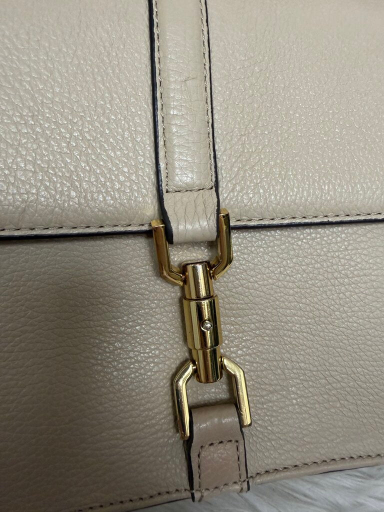 GILI Light Taupe Leather Crossbody Flap Closure