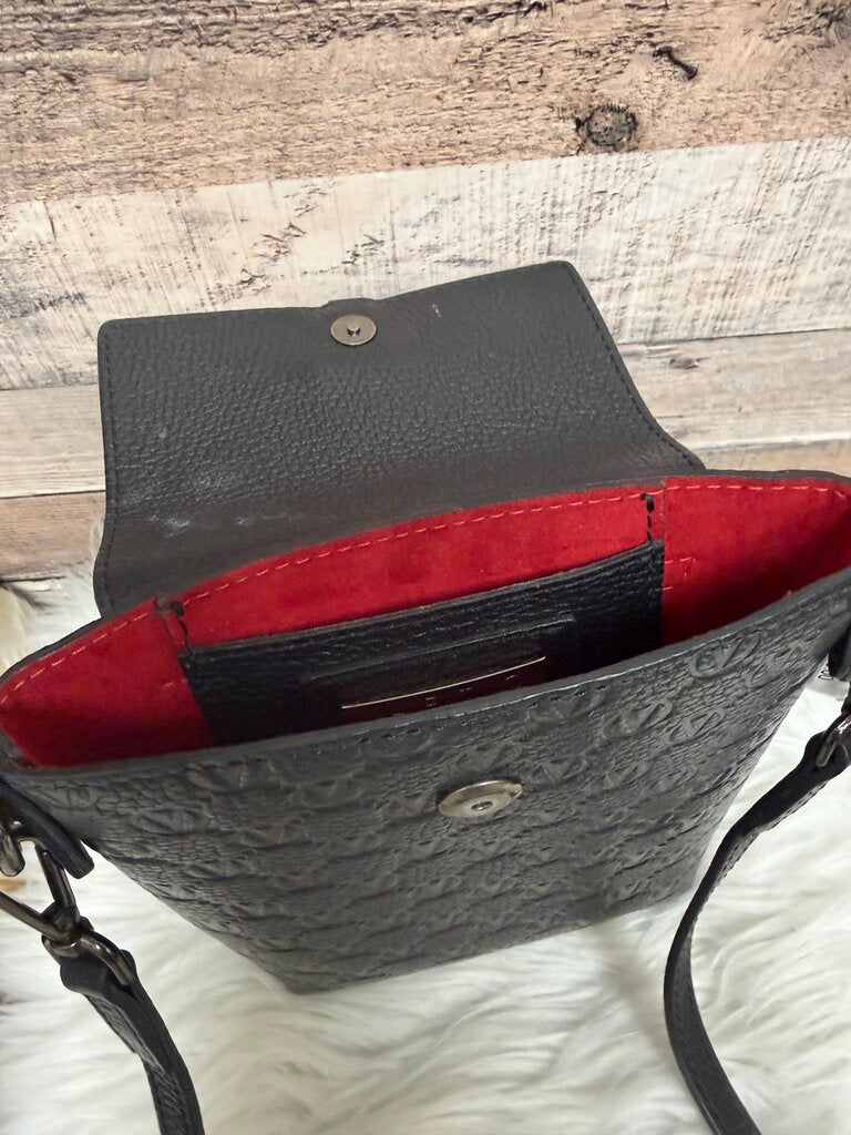 Valentino Black Leather Medallion Logo Closure Crossbody